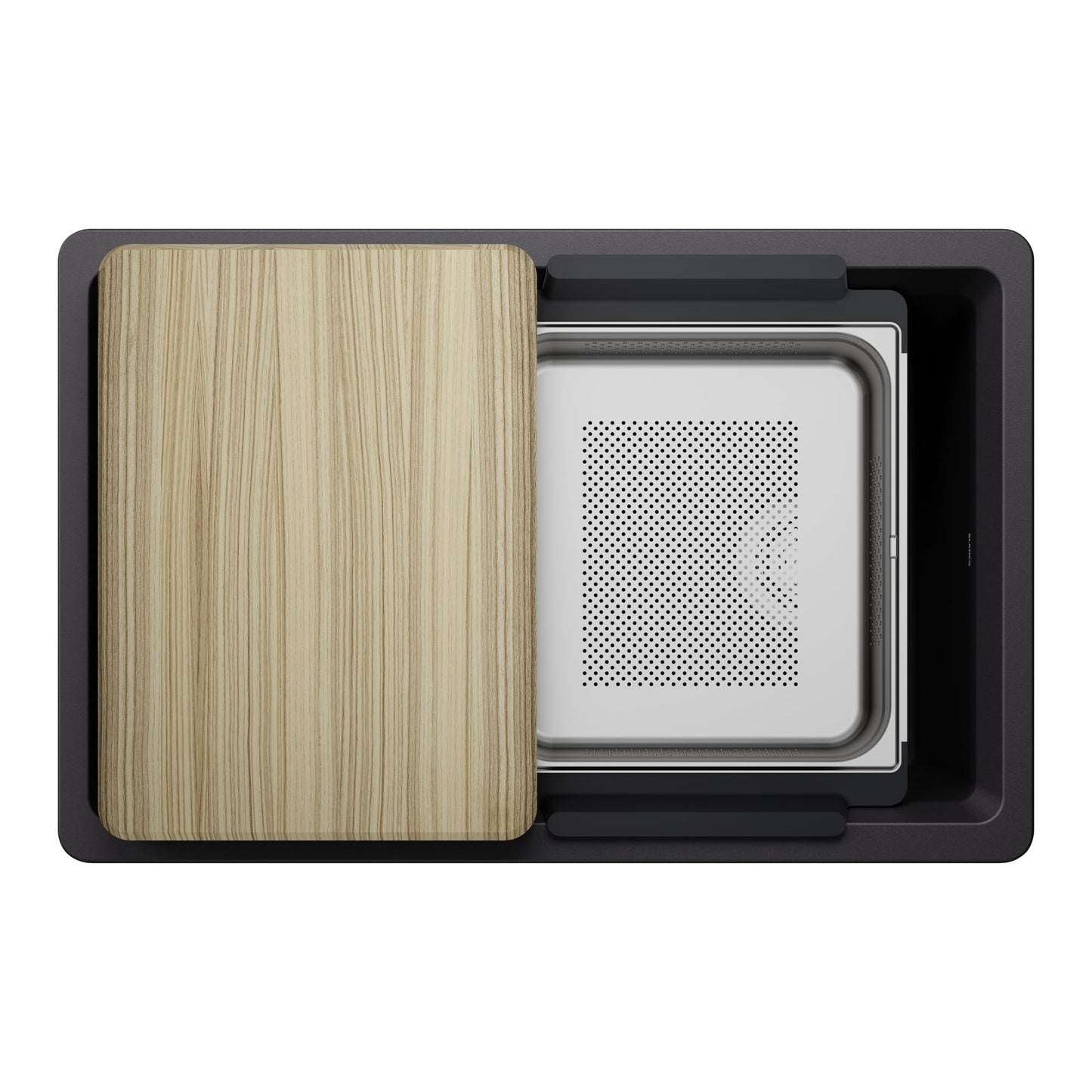 BLANCO 443303 Inteos SILGRANIT 30" Single Bowl Reversible Undermount Workstation Kitchen Sink - Coal Black