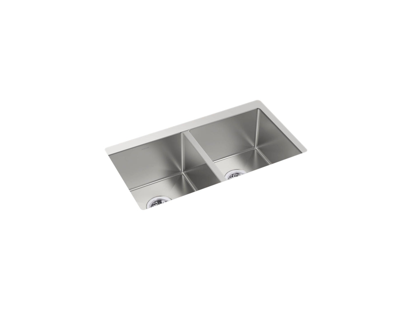 KOHLER Strive 29-1/2" Undermount Double-Bowl Kitchen Sink, Includes Accessories, 16-Gauge Stainless Steel, SilentShield® Sound Absorption, K-33154-NA