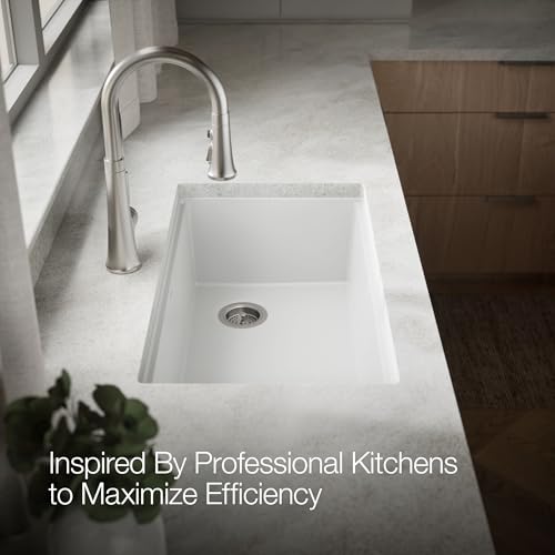 Kohler 33710-PC-CM6 Billings® 32-1/2" undermount single-bowl workstation kitchen sink, Matte White