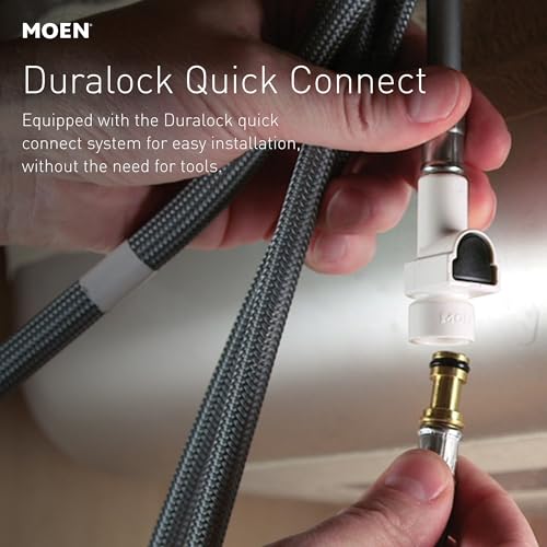 Moen WeymouthBrushed Gold One Handle Pre-Rinse Spring Farmhouse Pulldown Kitchen Faucet with Power Boost for a Faster Clean, S73104BG