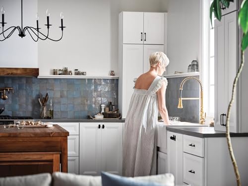 Moen WeymouthBrushed Gold One Handle Pre-Rinse Spring Farmhouse Pulldown Kitchen Faucet with Power Boost for a Faster Clean, S73104BG