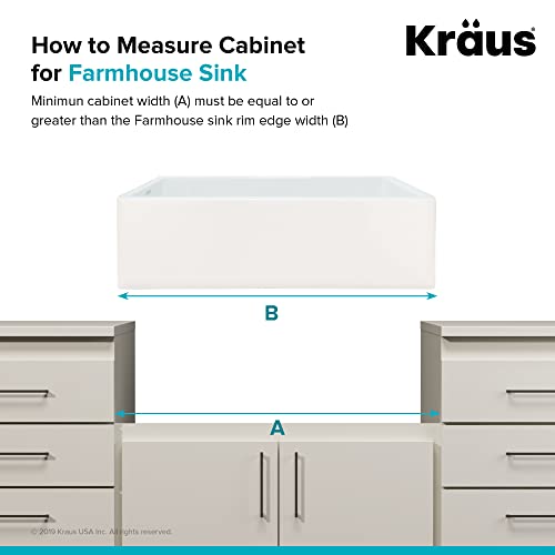 KRAUS KFR1-33GWH Turino Reversible 33-inch Fireclay Farmhouse Flat Apron Front Single Bowl Kitchen Sink with Bottom Grid in Gloss White