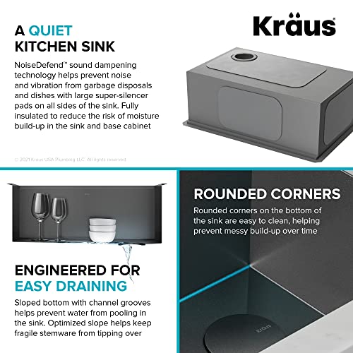 KRAUS Kore Workstation 27-inch Undermount 16 Gauge Black Stainless Kitchen Sink, Single Bowl Kitchen Sink in PVD Gunmetal Finish with Accessories, KWU110-27-PGM
