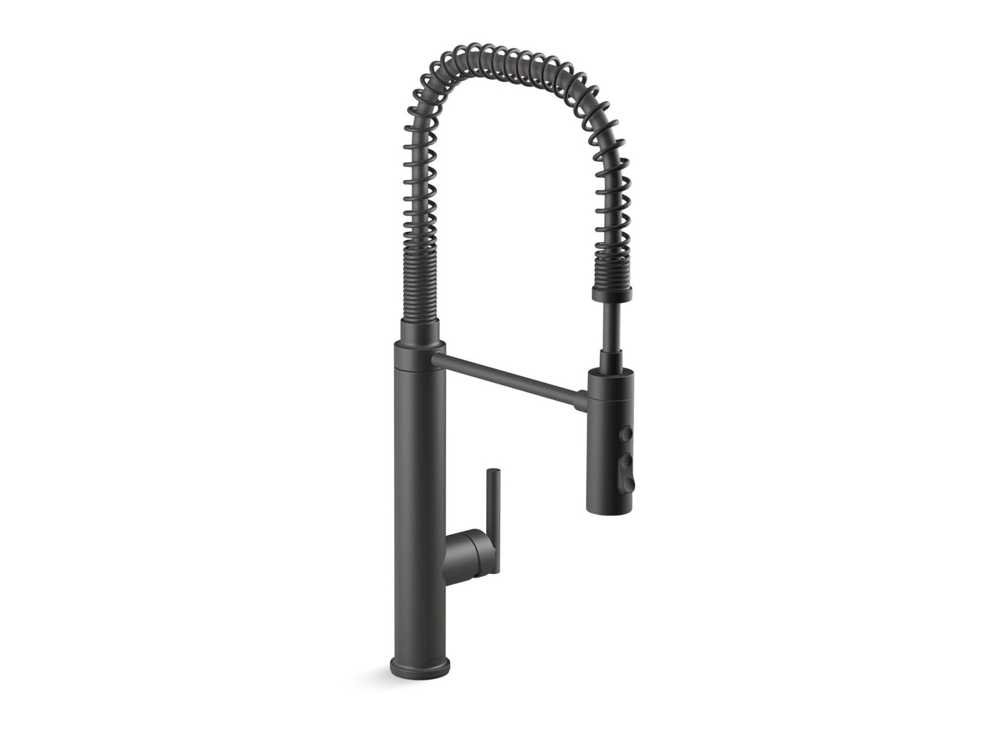 KOHLER 24982-BL Purist Commercial Style Pre-Rinse Kitchen Faucet with 3-Function Sprayhead, Kitchen Sink Faucet with Pull Down Sprayer, Matte Black