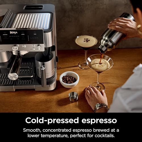 Ninja Luxe Café 3-in-1 Espresso, Drip Coffee and Cold Brew Machine | Intergrated Coffee Grinder, Milk Frother, Assisted Tamper & Built-In Espresso Accessory Storage | Stainless Steel | ES601