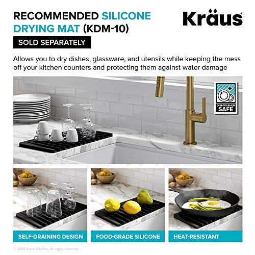 KRAUS KFR1-33GWH Turino Reversible 33-inch Fireclay Farmhouse Flat Apron Front Single Bowl Kitchen Sink with Bottom Grid in Gloss White