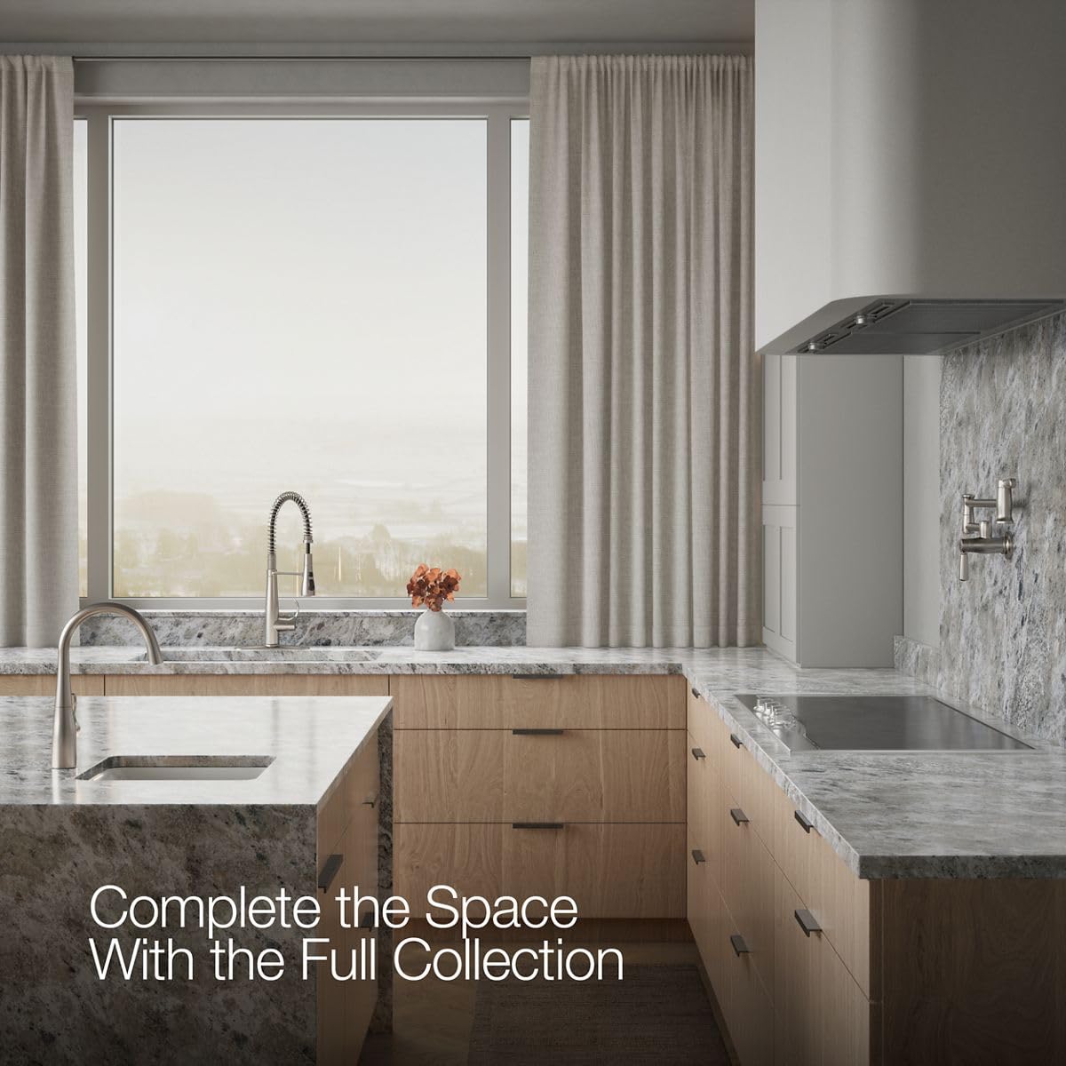 KOHLER 22033-VS Simplice Semi Professional Kitchen Sink Faucet, Pre-Rinse Kitchen & Commercial Faucet, Vibrant Stainless, 9" x 9-1/4" x 21-5/8"