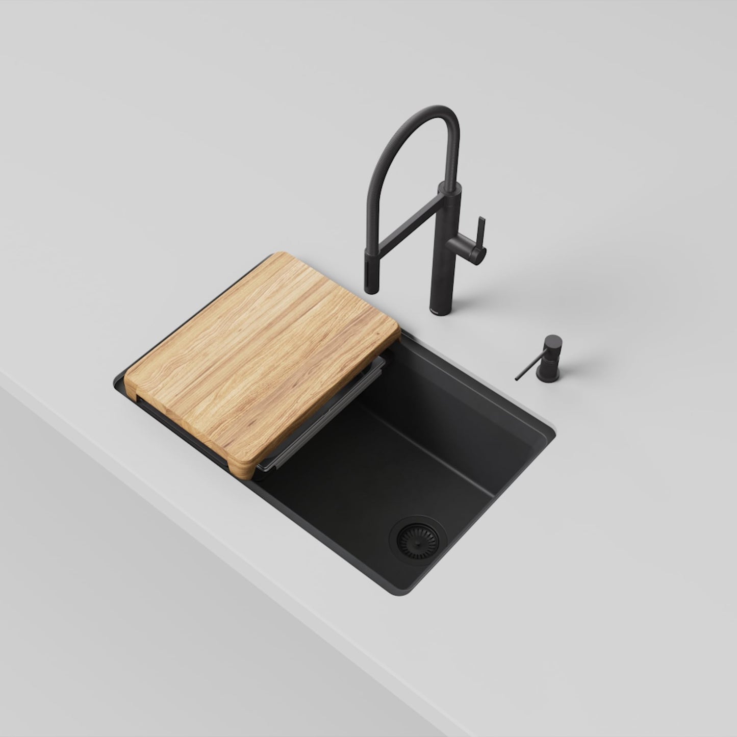 BLANCO 443303 Inteos SILGRANIT 30" Single Bowl Reversible Undermount Workstation Kitchen Sink - Coal Black