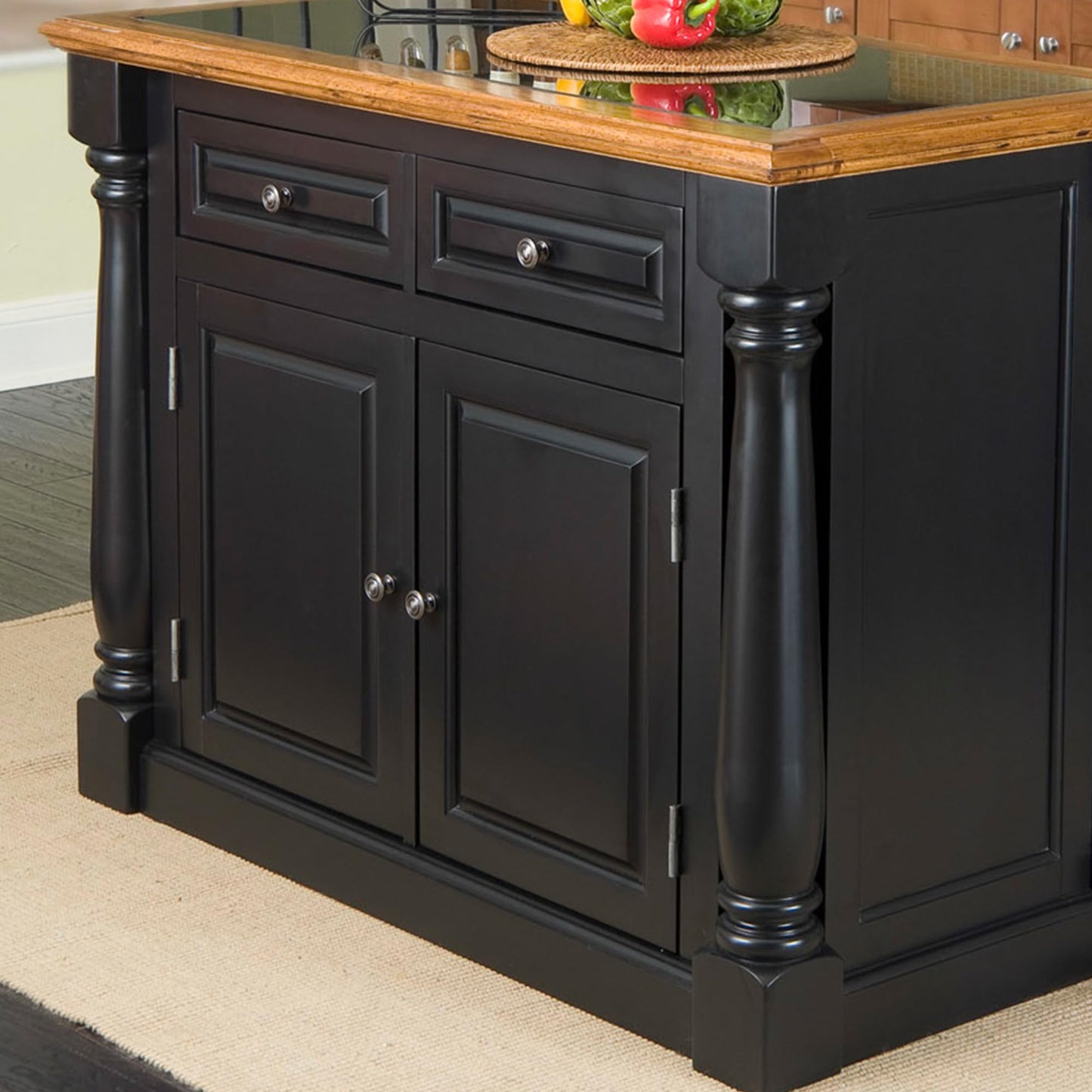 Monarch Black/Distressed Oak Kitchen Island with Granite Top by Home Styles