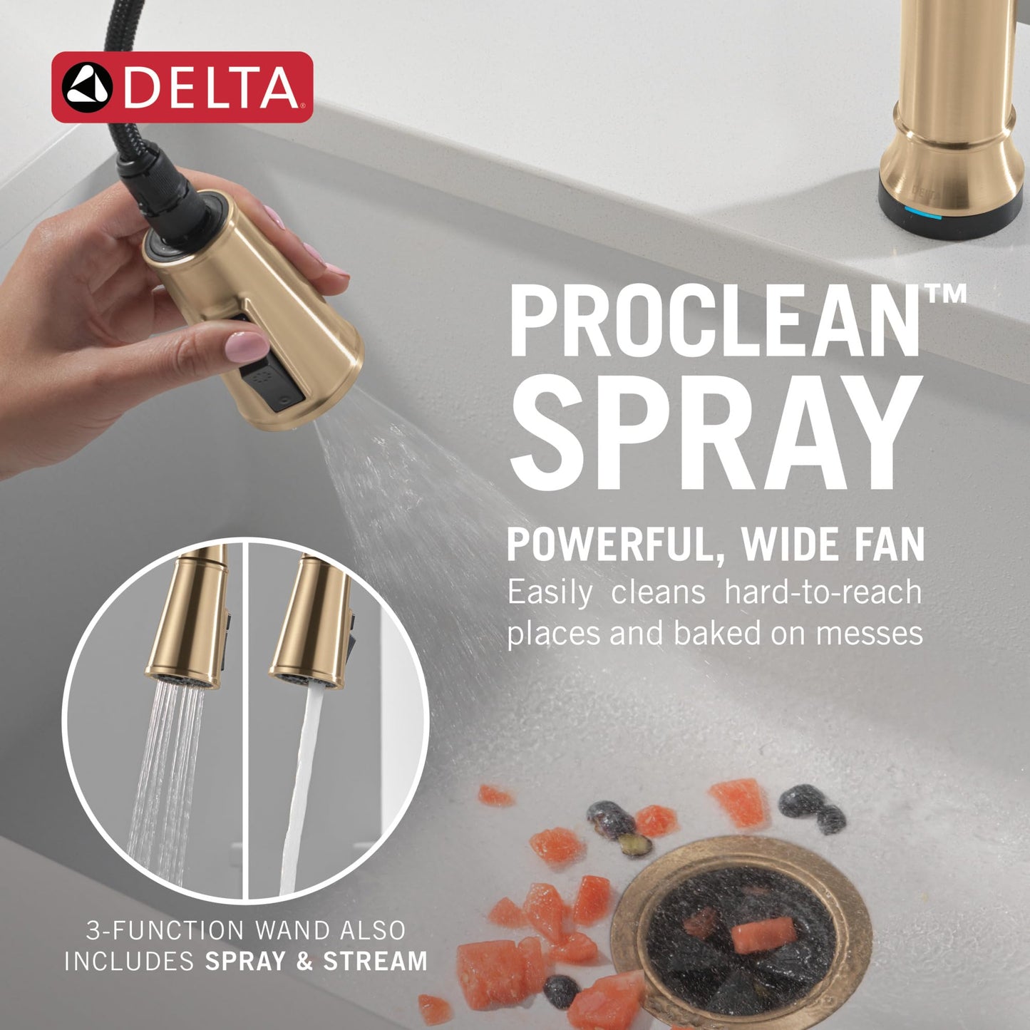 Delta Faucet Renaldi Touchless Kitchen Faucet with Touch Technology, Gold Kitchen Sink Faucet, Delta ProClean Kitchen Faucet, Pull Down Kitchen Faucet, Lumicoat Champagne Bronze 9184TL-CZ-PR-DST