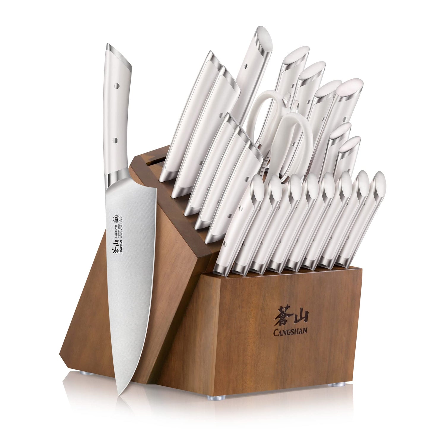 Cangshan HELENA Series German Steel Forged Knife Block Set (23-Piece, White)