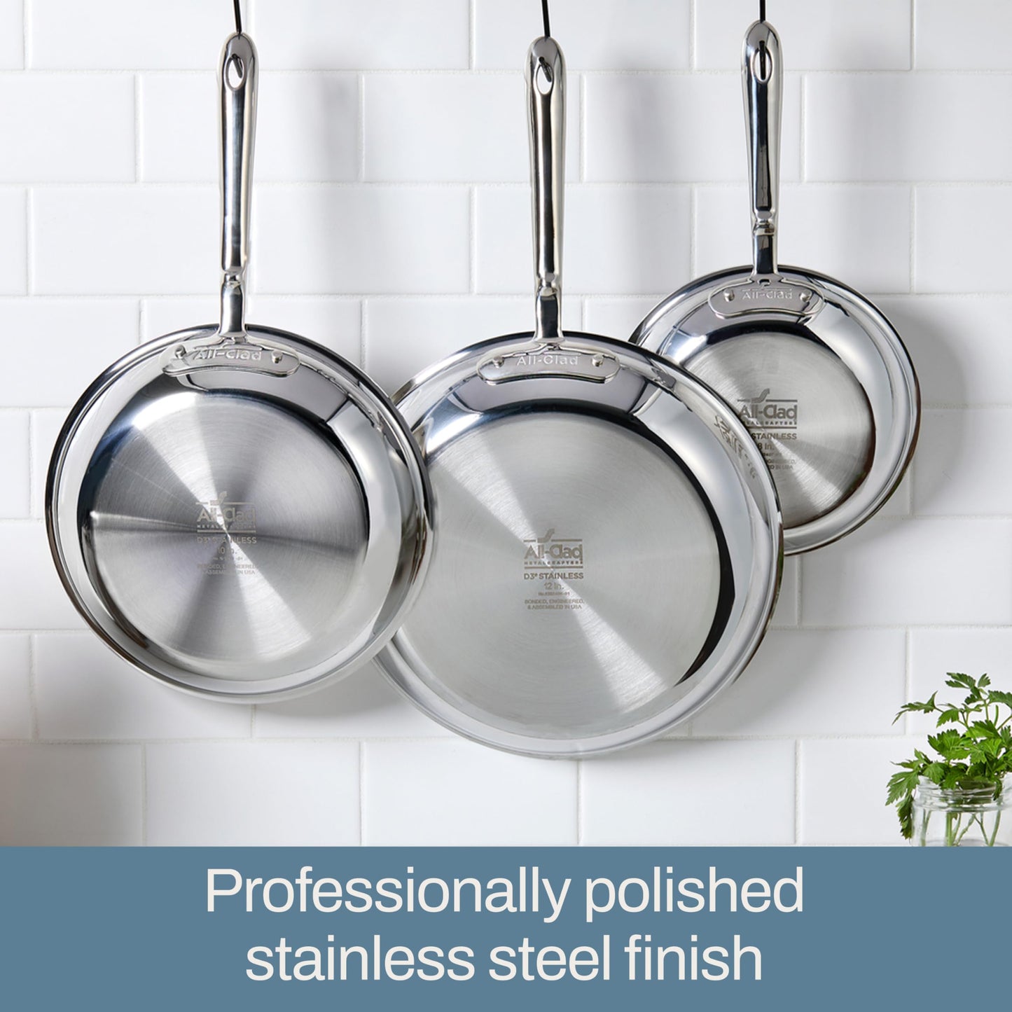 All-Clad D3 Stainless Steel Cookware Set - 10-Piece Pots and Pans Set, Induction, Oven Broiler Safe 600F - Includes Frying Pans, Saucepan, Sauté-Pan, Stockpot, Professional Cookware - Stainless Steel