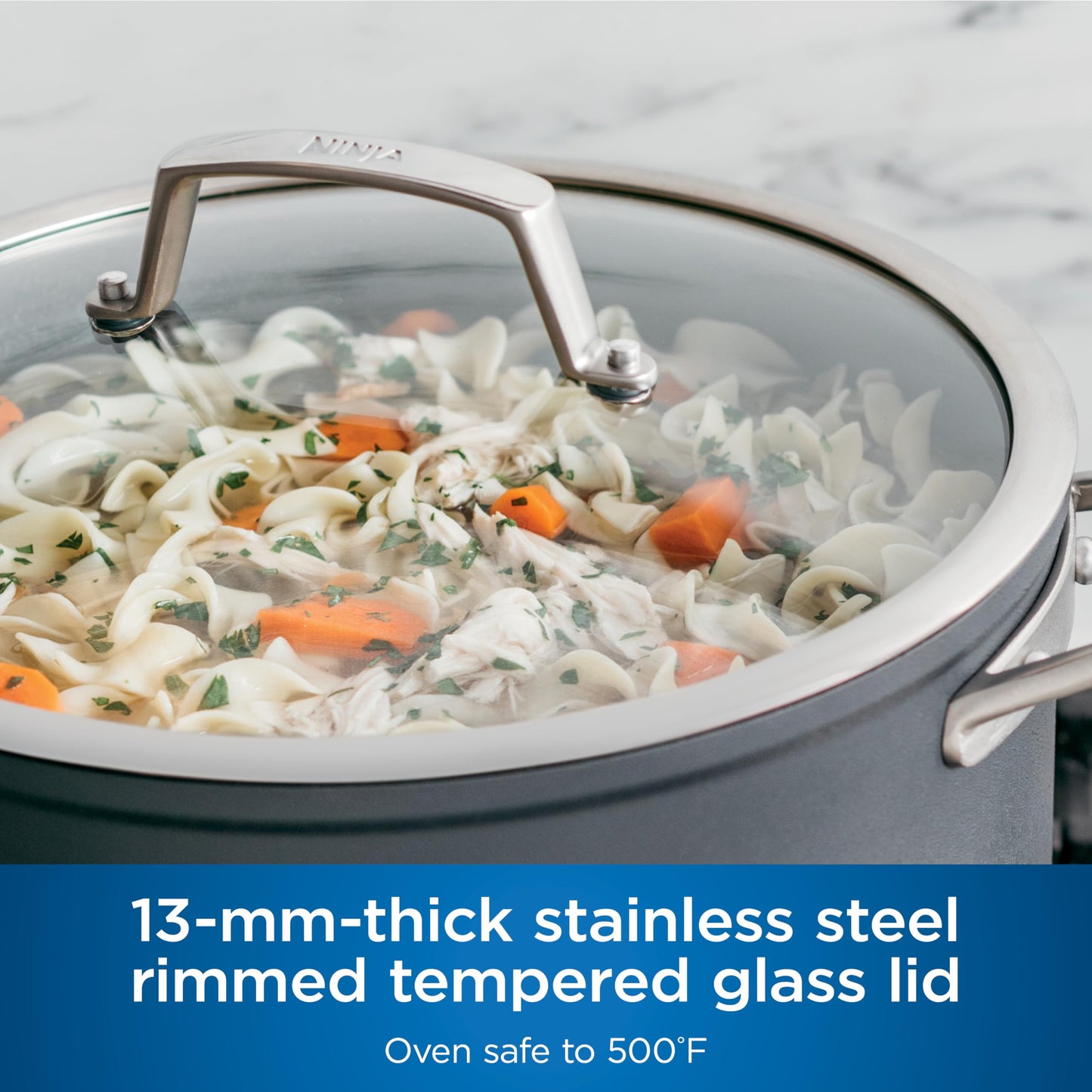 Ninja Cookware, Ninja NeverStick Professional, 16-Piece Pots and Pans Set, Non Stick Frying Pans, Kitchen Essentials, Stock Pot, Sauce Pan, Glass Lids, Saute Pan, All Stovetops, Black, C39900