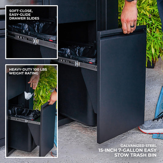 Backyard Discovery Fusion Flame Galvanized Steel Covered Outdoor Kitchen with 5-Burner Stainless Steel Grill, Refrigerator, Countertop, Storage, and Steel Roof for All-Season Outdoor Cooking