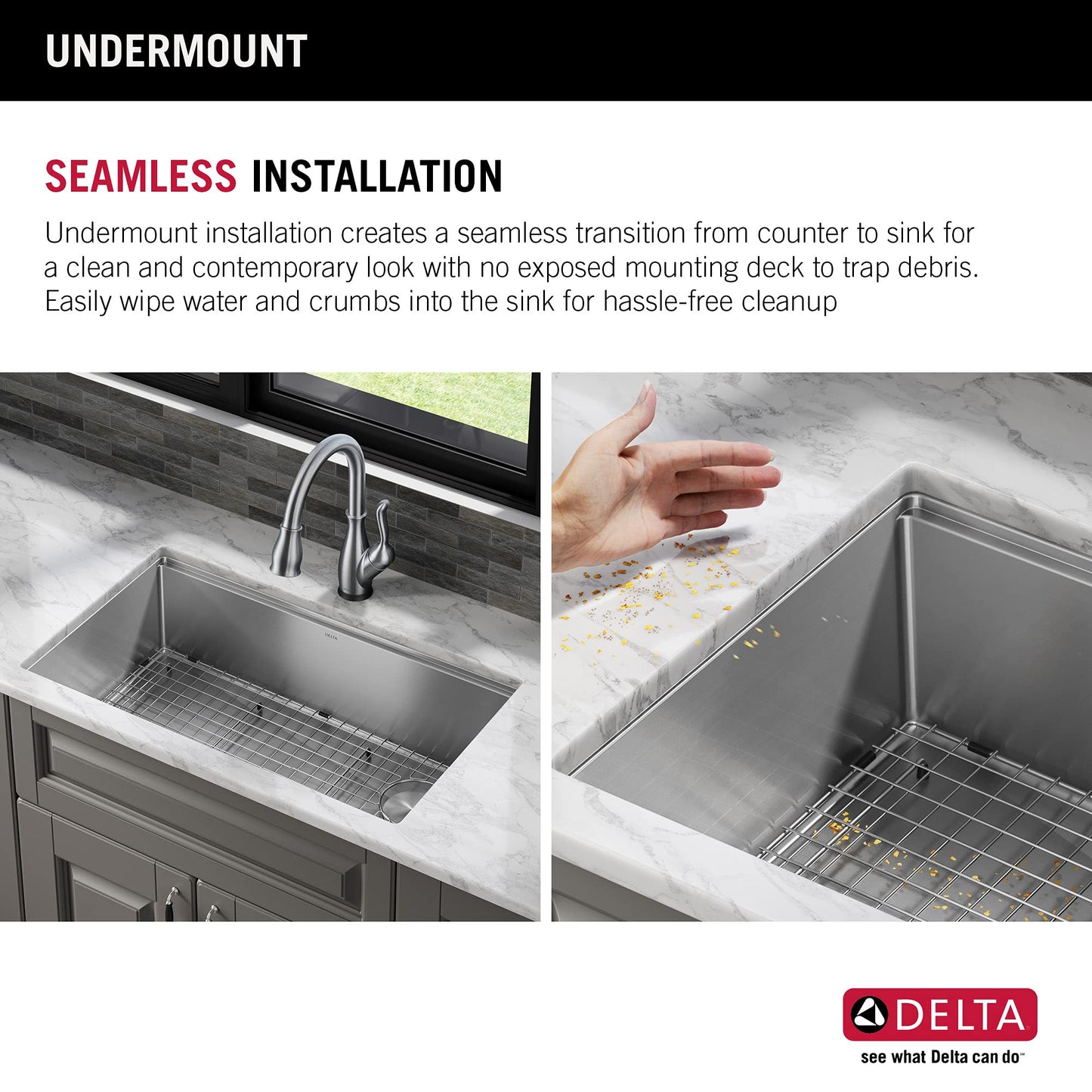 DELTA FAUCET 95B932-32S-SS Lorelai Workstation Kitchen Sink Undermount Stainless Steel Single Bowl with WorkFlow Ledge and Chef’s Kit of 6 Accessories
