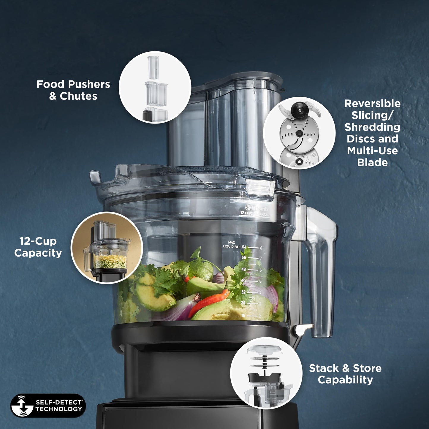 Vitamix Ascent X2 SmartPrep Kitchen System with Food Processor Attachment, 48-ounce Container with SELF-DETECT, Shadow Black