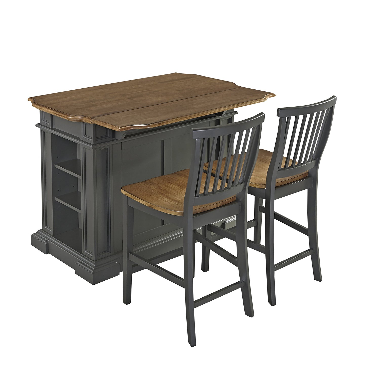 Homestyles Americana Gray Kitchen Island with Drop Leaf Breakfast Bar
