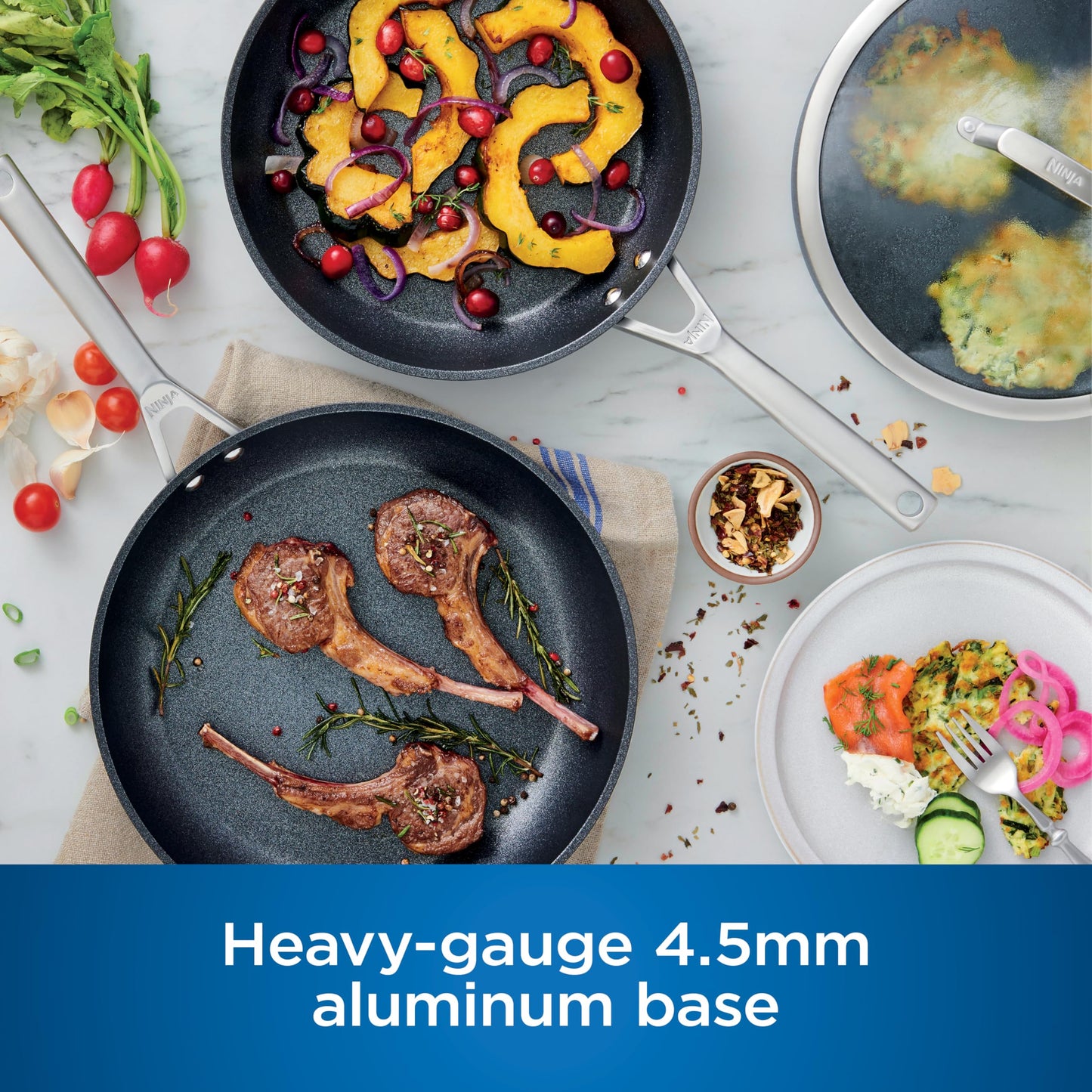 Ninja Cookware, Ninja NeverStick Professional, 16-Piece Pots and Pans Set, Non Stick Frying Pans, Kitchen Essentials, Stock Pot, Sauce Pan, Glass Lids, Saute Pan, All Stovetops, Black, C39900